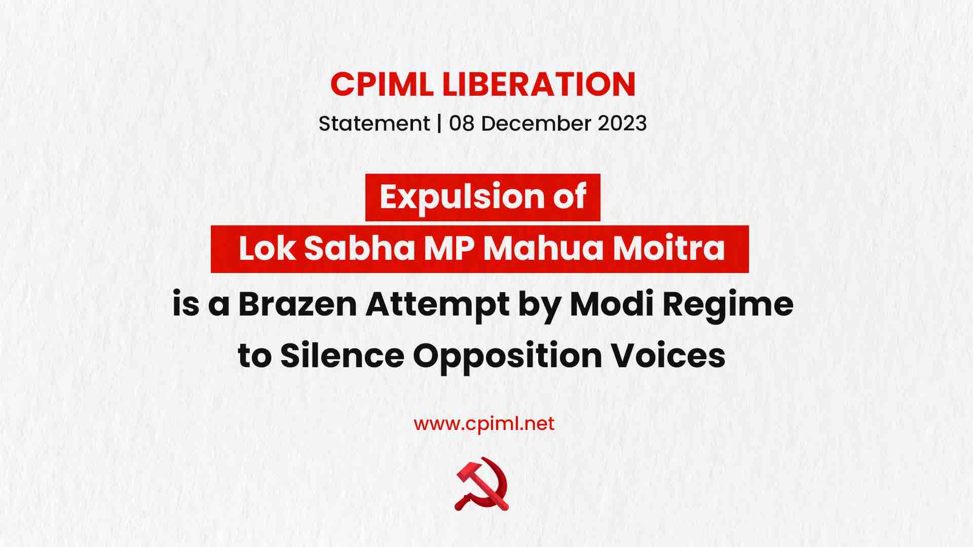 Expulsion of Lok Sabha MP Mahua Moitra is a Brazen Attempt by Modi Regime to Silence Opposition Voices