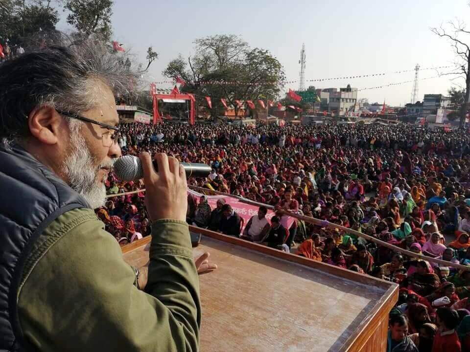 Dipankar Bhattacharya addressing the rally